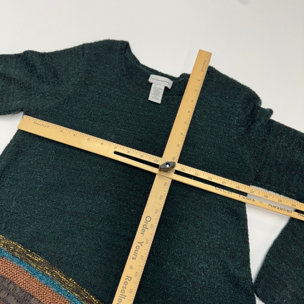 Soft Surroundings Sweater Womens Petite Small‎ Green Asymmetric Knit Wool Tunic - Picture 4 of 6